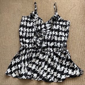 Silk V Neck Ruffled Tank